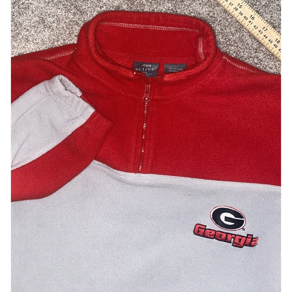 VTG Georgia Bulldogs UGA Mens Fleece Pullover Fleece Jacket‎ Adjustable Mens M